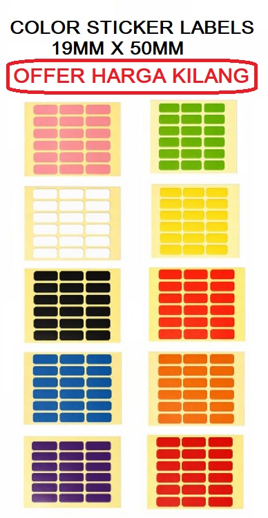 COLOR STICKER LABELS 19MM X 50MM COLOR STICKER LABELS 19MM X 50MM