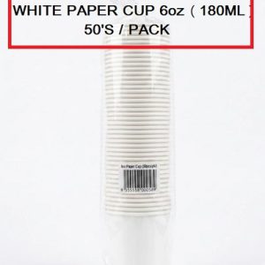 WHITE PAPER CUP 6oz ( 180ML ) 50'S/PACK