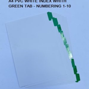 PVC WHITE INDEX WITH GREEN TAB NUMBERING 1-10