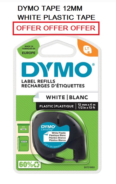 DYMO LETRATAG TAPE WHITE PLASTIC 91201 DYMO LETRATAG TAPE WHITE PLASTIC 91201
