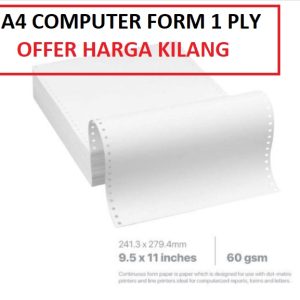 A4 COMPUTER FORM 1PLY 9.5" X 11"