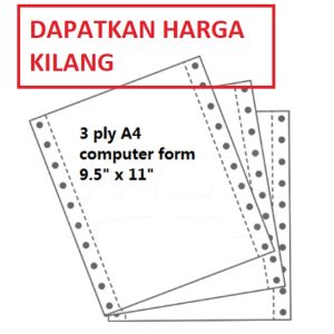 A4 COMPUTER FORM 3PLY NCR 9.5" x 11"