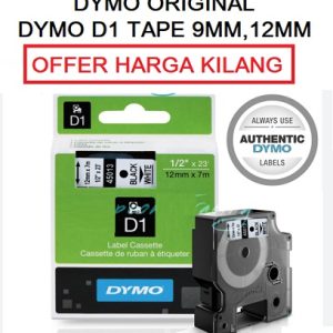 DYMO TAPE D1 9MM X 7M BLACK ON WHITE