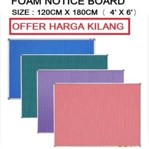 FOAM NOTICE BOARD 120CM X 180CM (4' x 6')
