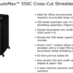 AUTOMATIC SHREDDER MACHINE | FELLOWES AUTOMAX 550C