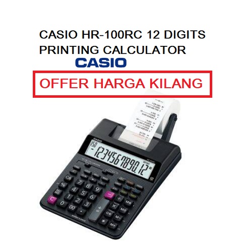 CASIO HR-100RC PRINTING CALCULATOR 12 DIGITS CASIO HR-100RC PRINTING CALCULATOR 12 DIGITS