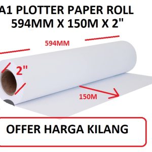 A1 PLOTTER PAPER ROLL 594MM X 150M X 2