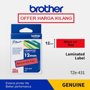 BROTHER TAPE 12MM TZE-431 BLACK ON RED