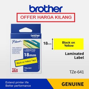 BROTHER TAPE 18MM TZE-641 BLACK ON YELLOW