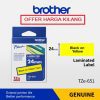 BROTHER TAPE 24MM TZE-651 BLACK ON YELLOW