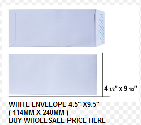 WHITE ENVELOPE 4.5″ X 9.5″ - Big Stationery