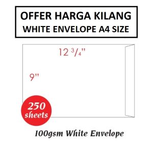 WHITE ENVELOPE A4 SIZE 9" X 12 3/4"