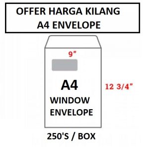 A4 WHITE WINDOW ENVELOPE 9" X 12 3/4"