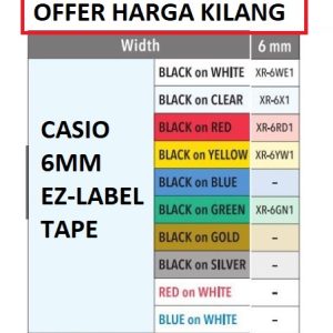 CASIO 6MM LABEL TAPE