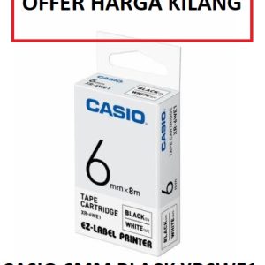 CASIO 6MM BLACK ON WHITE XR-6WE1